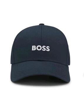 Hugo Boss Men's Bold Logo Twill Baseball Cap Hat Adjustable One Size Blue